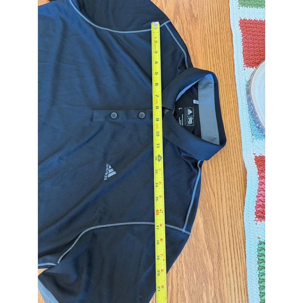 Adidas‎ Golf Mens Large Black Grey Performance Mesh Short Sleeve Polo Shirt L